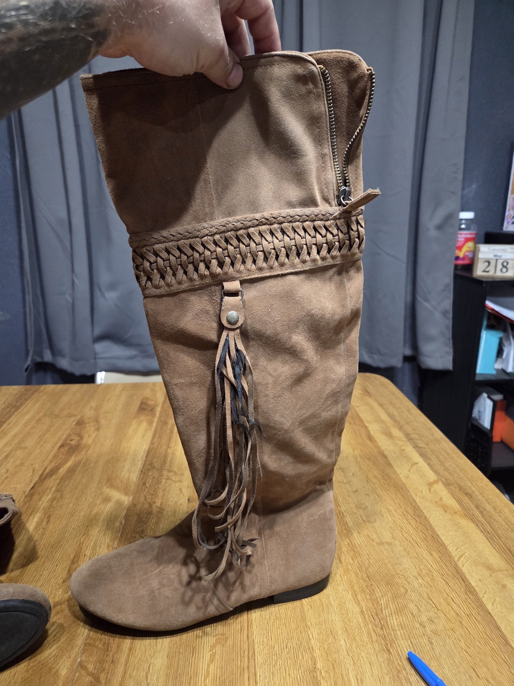 Mudd Brown Suede Tassel Knee-High Boots